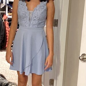 Elegant Lace Blue Dress